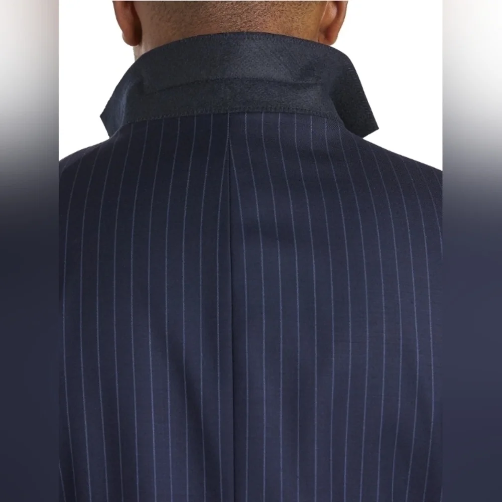 Ralph Lauren Men’s 40R Navy Pinstripe Wool Blazer – Classic Fit